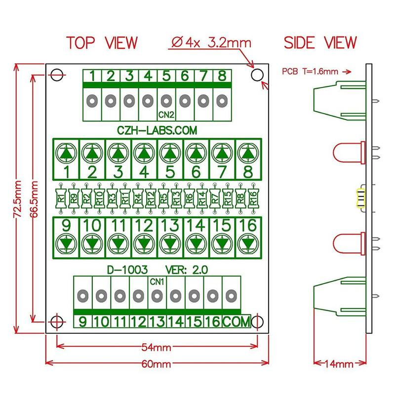 CZH-LABS 16 LEDs Indicator Licht Boord, Ondersteuning 5 ~ 50VDC Gemeenschappelijke Positieve/Negatieve