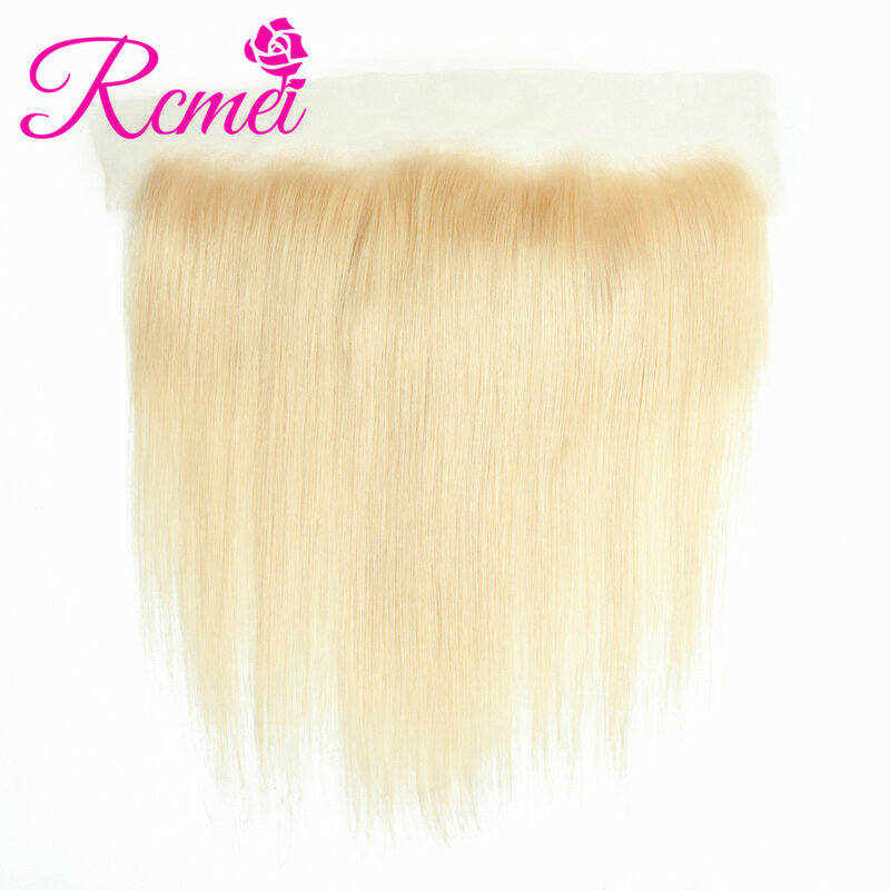 Rcmei-cabelo liso remy brasileiro, cor loiro 613, 13x4, fechamento frontal com cabelo de bebê, 1b/613