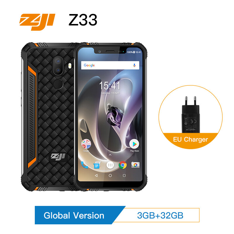 글로벌 버전 homtom zji zoji z33 ip68 방수 스마트 폰 5.85 "mt6739 쿼드 코어 휴대 전화 4600 mah 얼굴 id 4g 휴대 전화