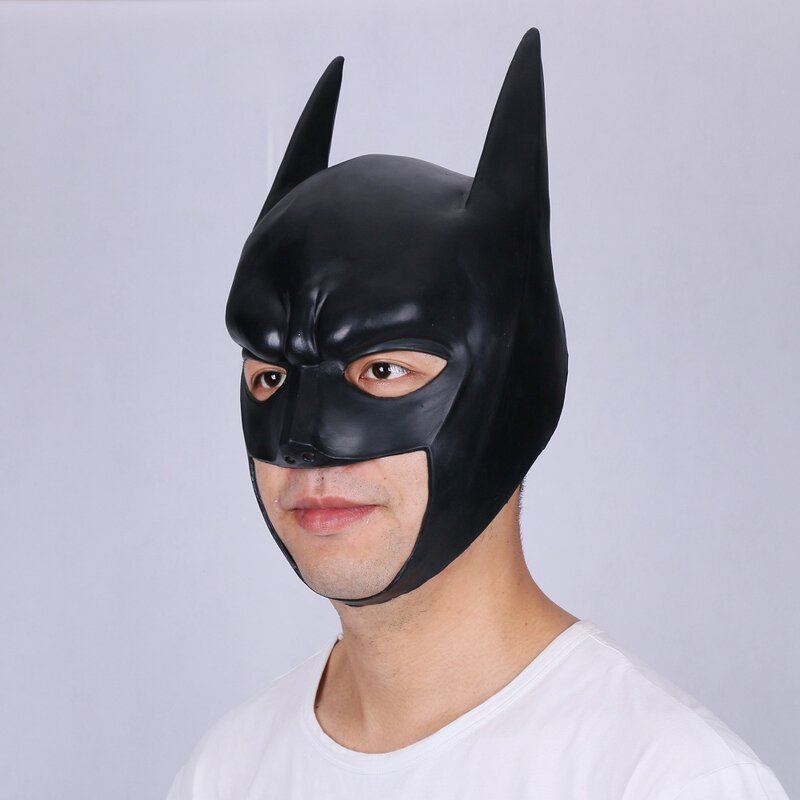 Realistic Halloween Full Face Latex Batman Mask Costume Superhero The Dark Knight Rises Movie Party Masks Carnival Cosplay Props