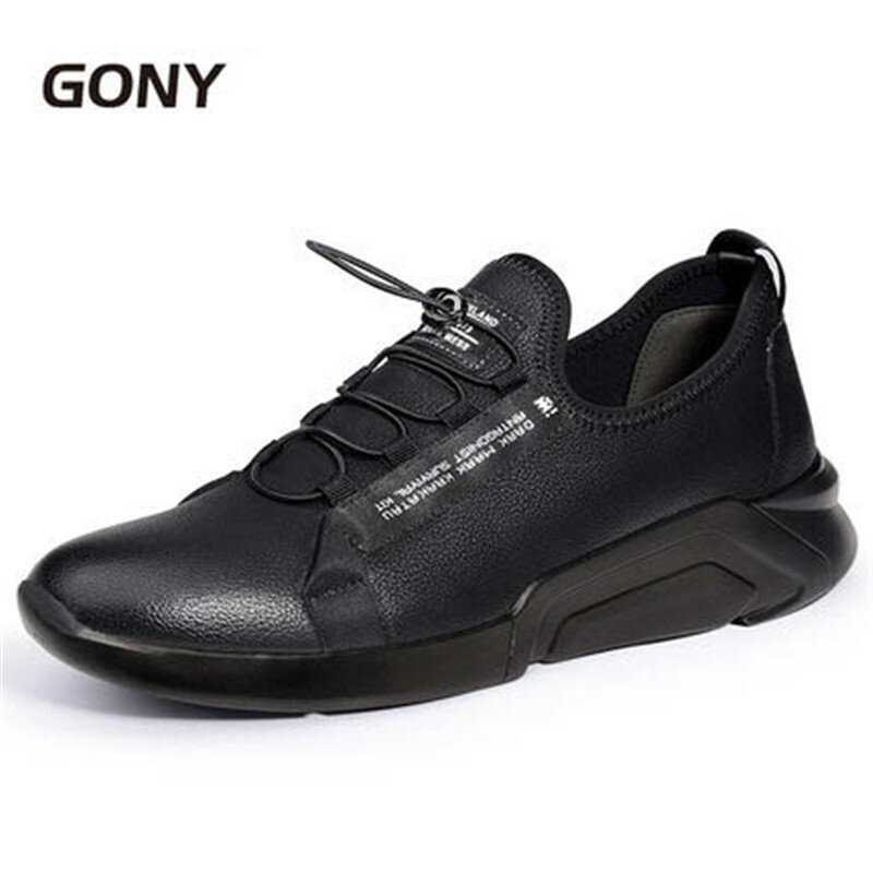 Zapatos deportivos de piel auténtica para hombre, zapatillas con plantilla Invisible para aumentar la altura, novedad