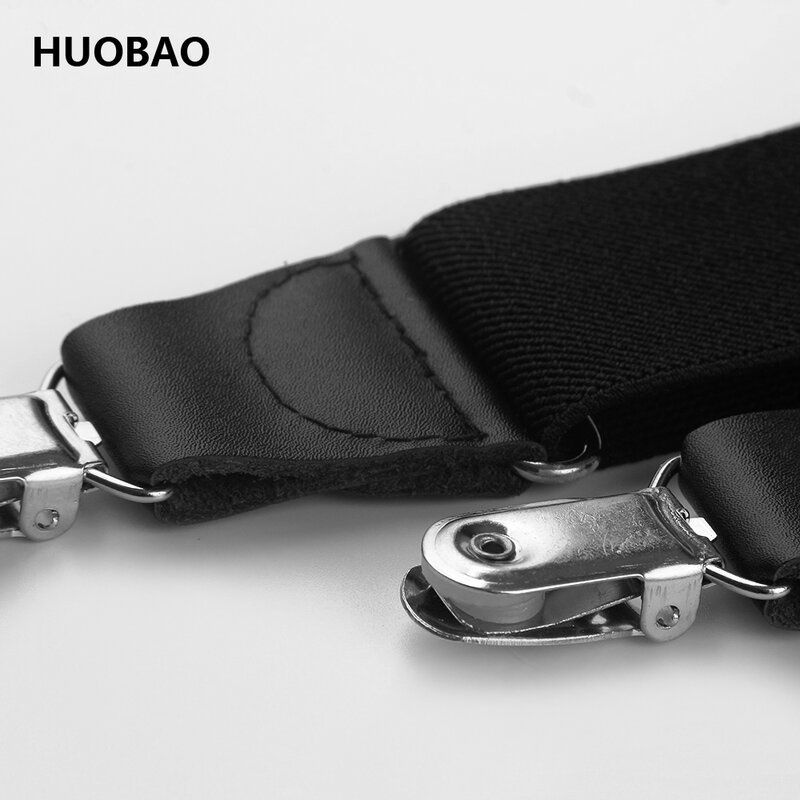2018 Nieuwe Mannen Verstelbare 3.5 cm Breed 3 Clips Y-Back Oversized 120 cm Black Real Leather Braces Voor mens
