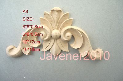 A8-6x6cm 8x8cm 10x10cm 12x12cm Bois Sculpté Coin Onlay Applique Non Peint Cadre Porte Décalque Travail charpentier Décoration