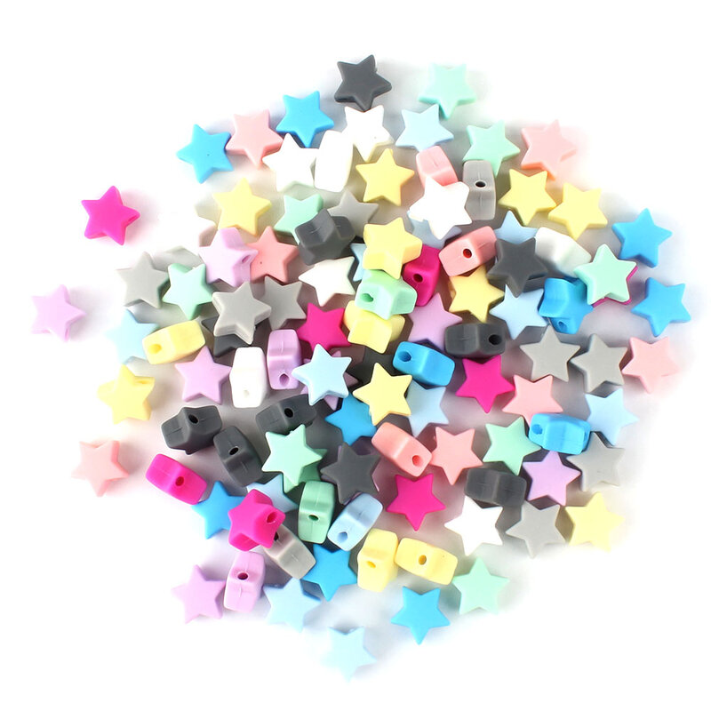 Keep & Grow 50 sztuk kulki silikonowe gwiazda serca Food Grade bransoletka z koralików dla DIY tworzenia biżuterii koraliki dziecko gryzak gryzaki