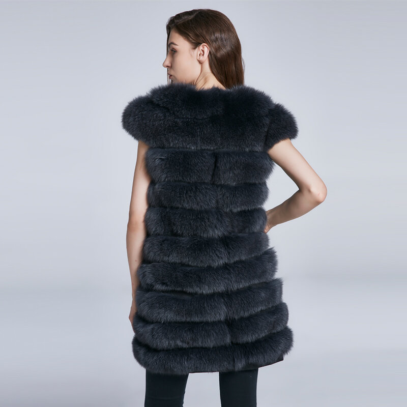 JKP-Chaleco de piel de zorro Real para mujer, abrigo de piel de zorro Natural, abrigo cálido de invierno, HWB-85C