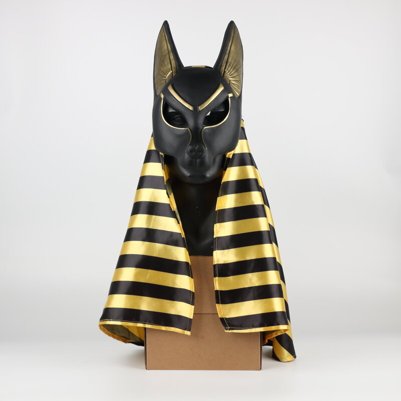 Anubis egípcio cosplay máscara facial pvc canis spp cabeça de lobo chacal animal masquerade adereços festa de halloween vestido fantasia bola