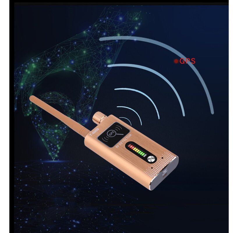 ワイヤレス信号検出器無線lanバグカメラ送信ファインダーgsm & gpsデュアル音声警報 (ゴールド)