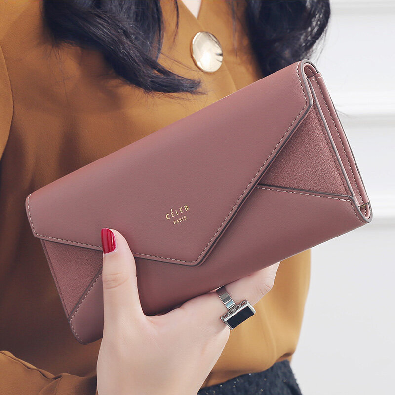 New Style Envelope Designer Clutch Wallets For Women Hasp Pocket To Coin Card Holder Female Purses Long Wallet Ladies