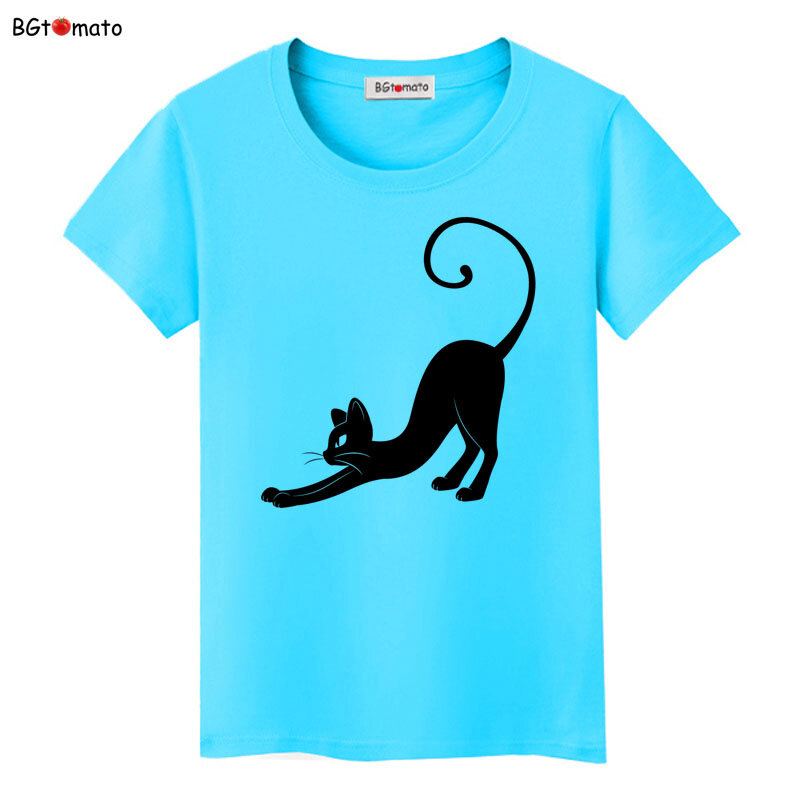 Magliette per gatti neri delicate e graziose per le donne magliette casual per magliette di marca di buona qualità