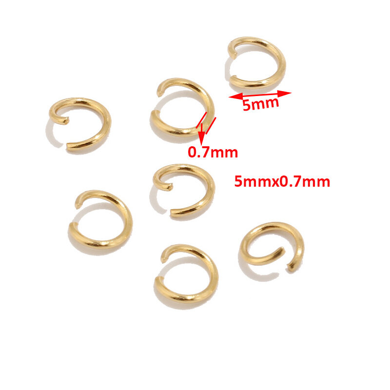 Gold Tone Aço Inoxidável Jump Rings, Jóias Fazendo Suprimentos, Descobertas, Colar, Brinco Reparos, 5mm, Alta Qualidade, 100Pcs