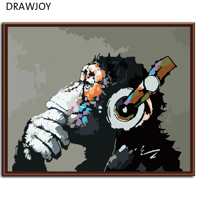 Drawjoy 새로운 홈 장식 액자 그림 번호로 그림 diy 디지털 유화 캔버스 벽 예술에 추상 원숭이 g178