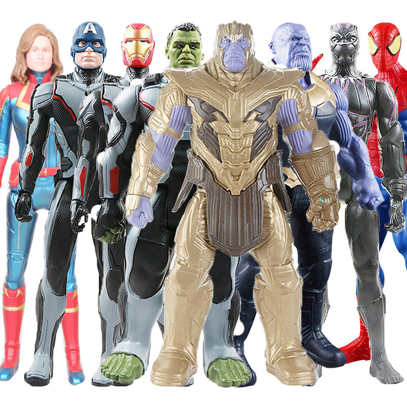 30cm Avengers zabawki Thanos Hulk Wolverine Spider-Man Iron Man kapitan Marvel ameryka czarna pantera Thor figurka Doll zabawki