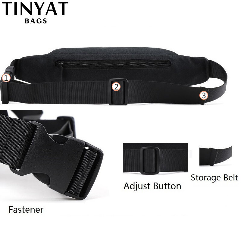 TINYAT-riñonera de lona impermeable para hombre y mujer, bolso de viaje para teléfono, bolso informal para cinturón, paquete de cadera