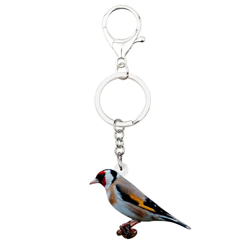 Weveni Akrilik Eropa Goldfinch Bird Key Chains Pemegang Perhiasan untuk Wanita Gadis Mobil Tas Liontin Pesona Gantungan Kunci Baru