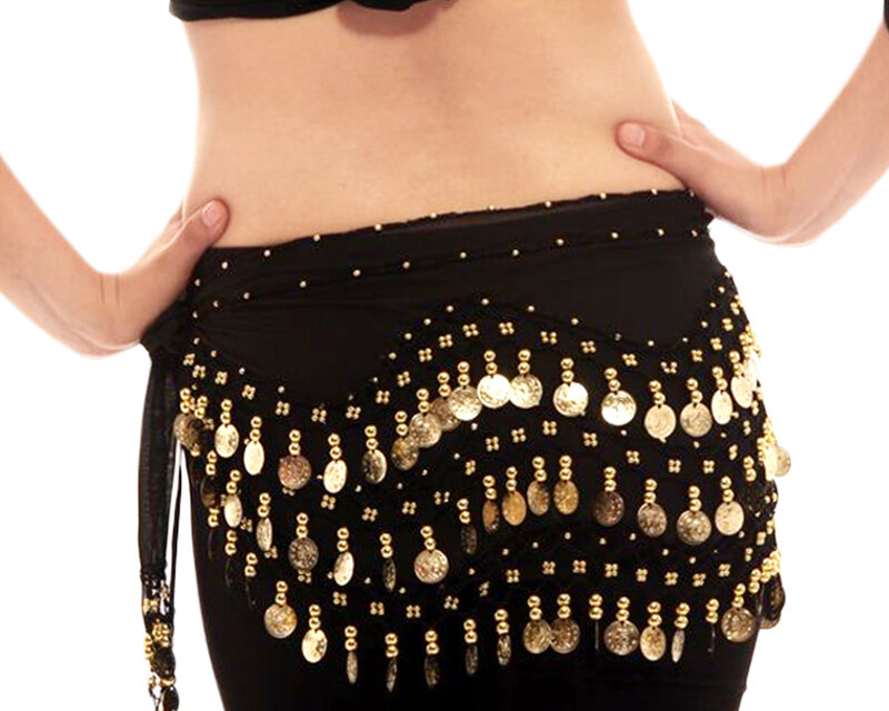 Alta qualità nuovo Costume di danza del ventre a buon mercato cintura dell'anca 98 monete sciarpa in vita di danza del ventre per le donne 13 colori disponibili