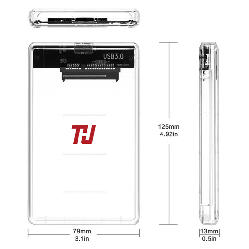 THU 2.5'' Transparent HDD Case USB3.0 Hard Drive Enclosure Support UASP Protocol With USB 3.0 to A Cable SSD CASE
