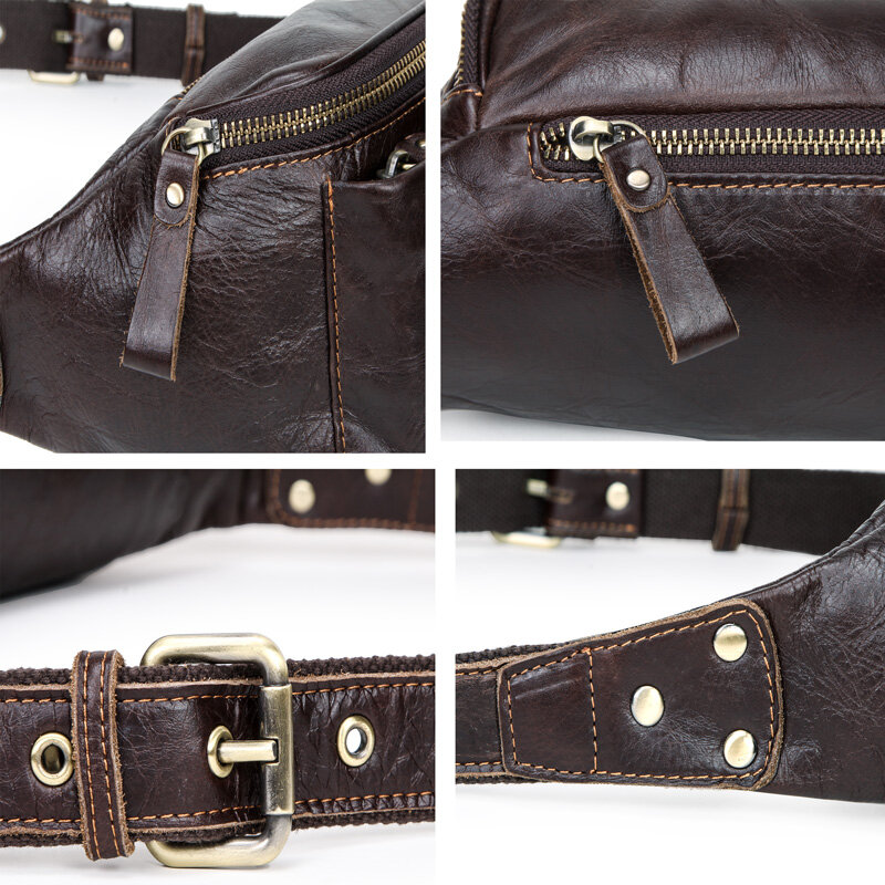 CONTACT'S – sac de taille en cuir véritable pour hommes, pour iPhone, sac banane de voyage vintage avec porte-cartes, sac de ceinture à fermeture éclair, 2010