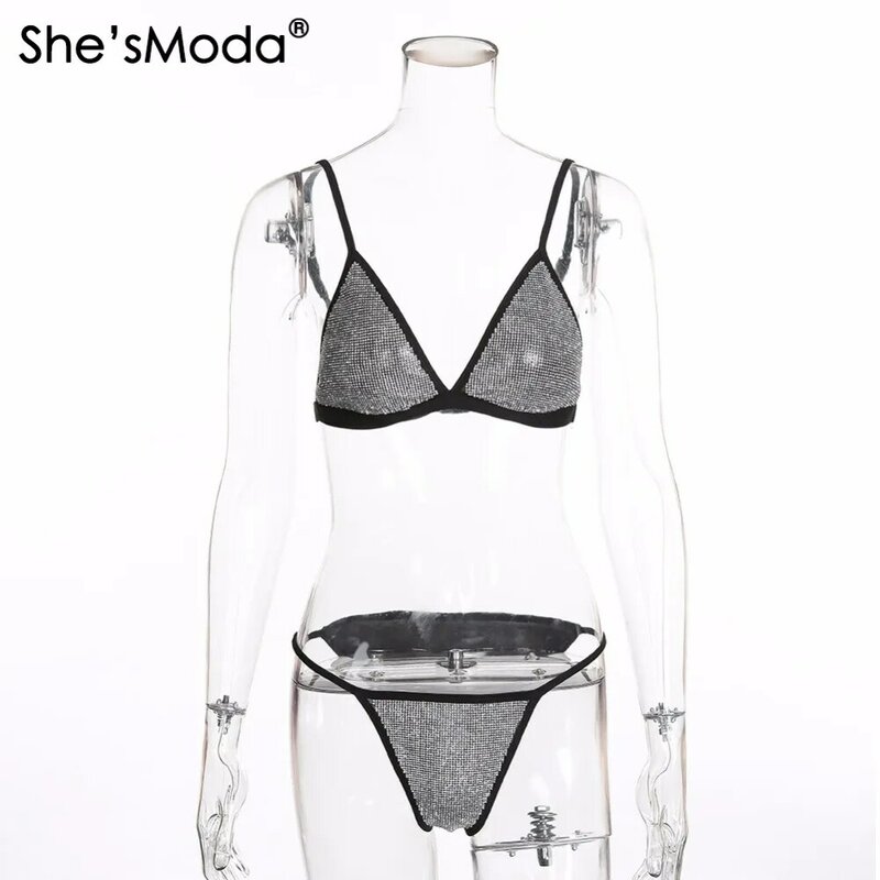 She'sModa Sexy Strass 2018 Neue frauen Bikini Set