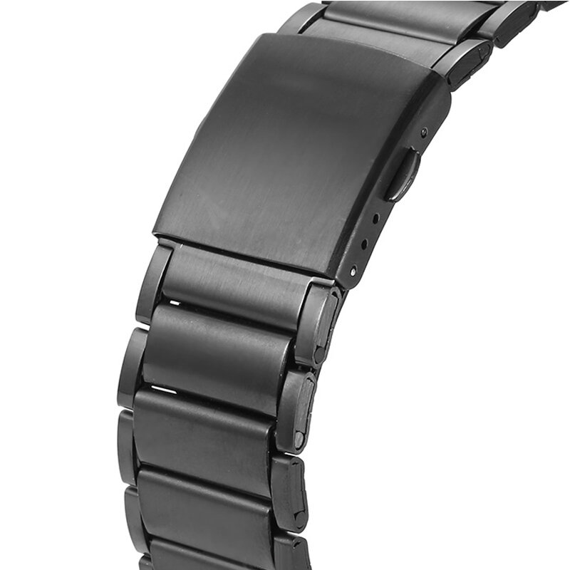 メンズクォーツ時計,ファッショナブルなミリタリー腕時計,大容量ケース,4つのゾーン,カジュアル腕時計,黒のスチールブレスレット