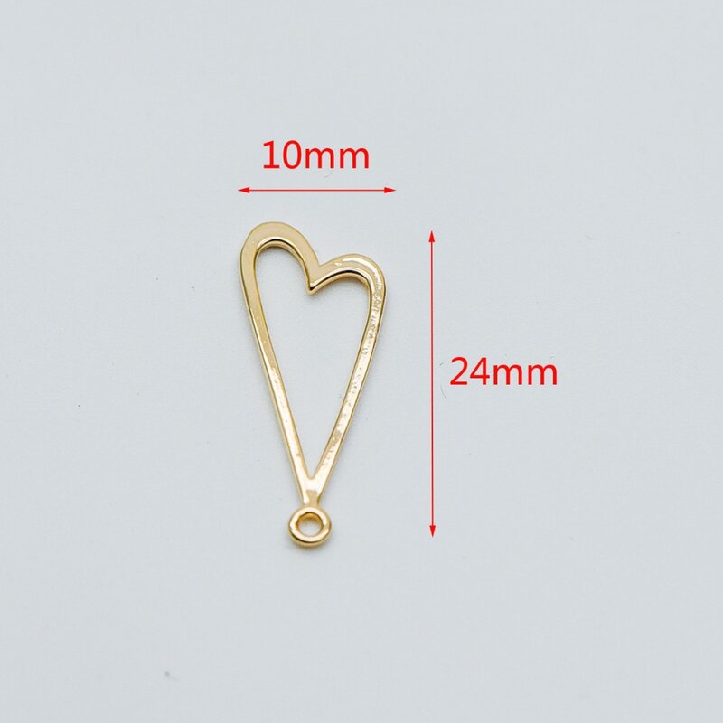 Pingentes chapeados ouro 24x10mm do encanto do fio do coração de bronze dos pces (GB-432)
