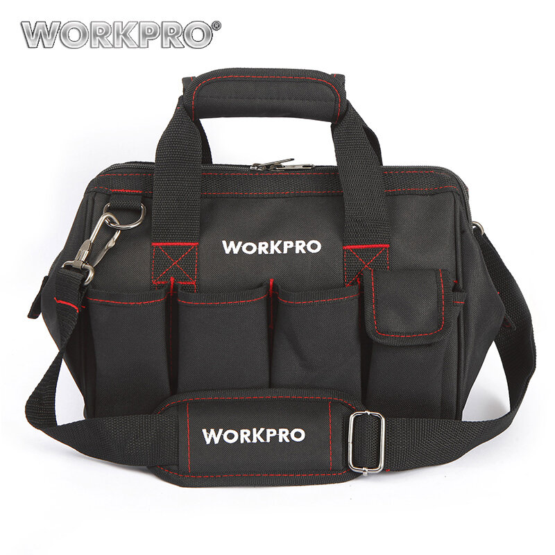 WORKPRO tas perkakas 12 inci/30cm, tas tukang listrik tahan air multifungsi untuk tas perjalanan tas peralatan portabel