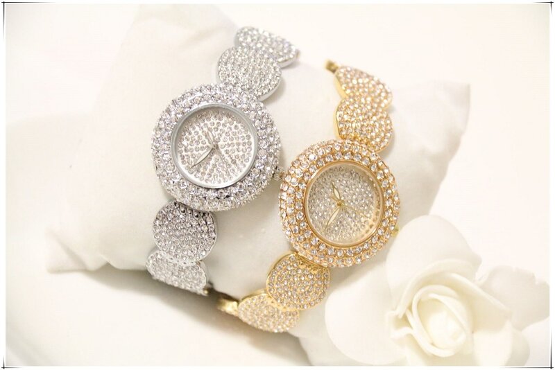 Relojes de lujo a la moda para mujer, pulsera elegante con diamantes, relojes de vestir, saat