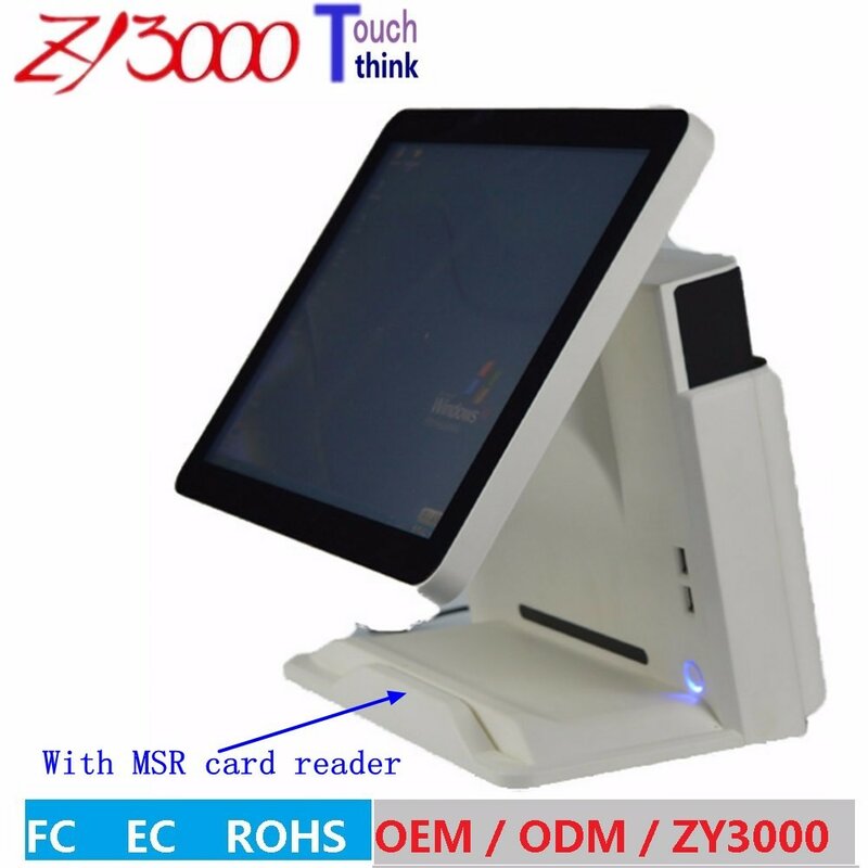 new stock I5 4200 15 inch capacitive touch Screen all in one POS Terminal With MSR card reader and VFD customer display