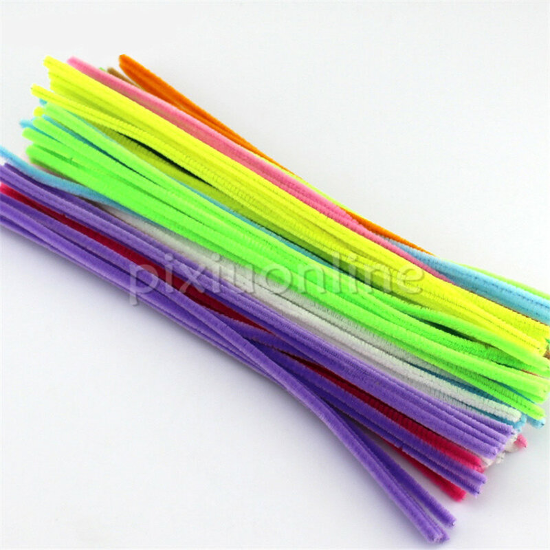 100pcs/lot J6343 Colorful Mixed Iron Wire Covered Lint Children Toys Using Maker Parts