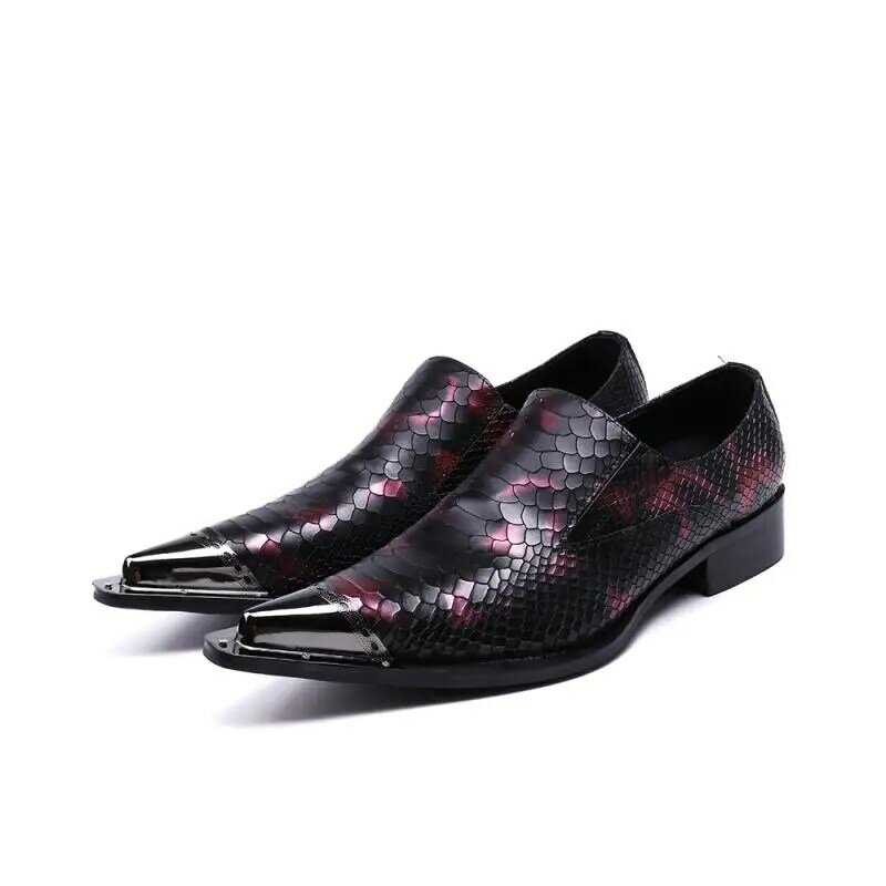 Mens apontou toe sapatos de couro italiano cravado loafers saltos baixos sapatos oxford para homens de crocodilo cobra elegante sepatu pria