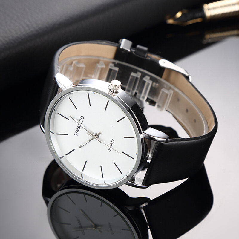 Relojes de Cuero blanco de estilo Simple para Mujer, Reloj de pulsera informal minimalista, Reloj de cuarzo para Mujer 2023