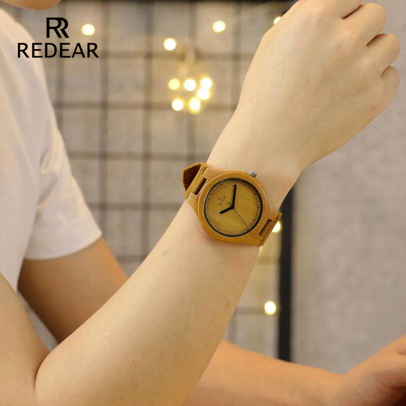 REDEAR จัดส่งฟรีผู้หญิงนาฬิกา 2019 Lovers 'นาฬิกาผู้ชายจริงหนัง Handmade นาฬิกาข้อมือควอตซ์เช่นของขวัญวาเลนไทน์
