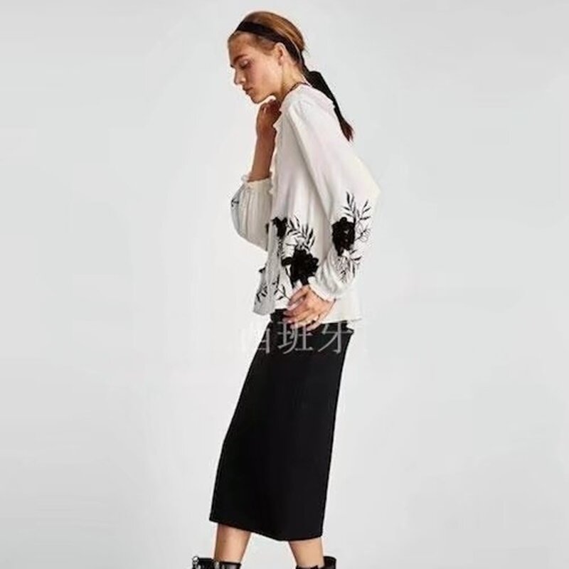 ปักเสื้อ 2018 ผู้หญิงหญิงสุภาพสตรี elegant เสื้อเย็บปักถักร้อยผู้หญิงเสื้อและเสื้อ DD1570