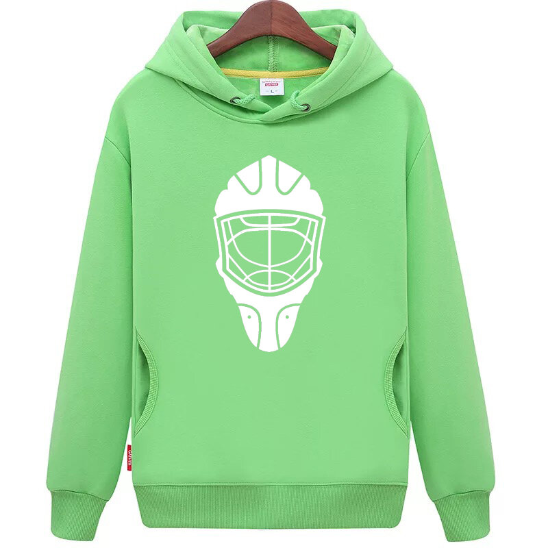 Hockey legal frete grátis barato unisex fluorescente verde hockey hoodies moletom com uma máscara de hóquei para homem e mulher