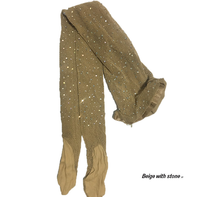 Женские колготки со бриллиантами для латиноамериканских танцев Профессиональные чулки Леггинсы для танцев Сетчатые эластичные носки для латиноамериканских танцев Эластичные носки для латиноамериканских танцев Сетчатые