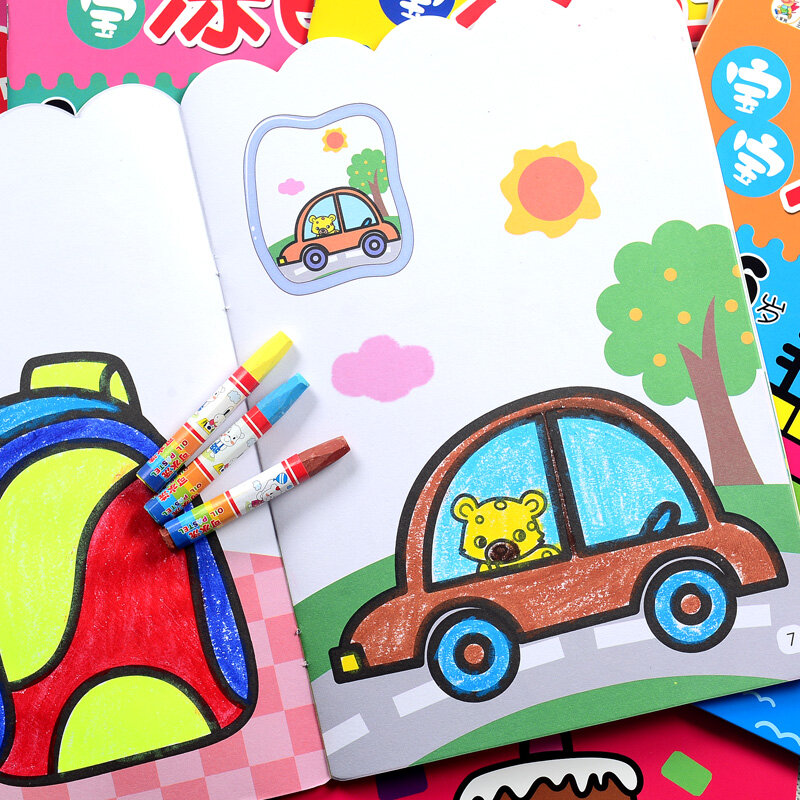 Nova chegada 8 livros/conjunto crianças bebê livro para colorir cultivar seu hábito jogos engraçados fácil de aprender desenho 3-6 idades