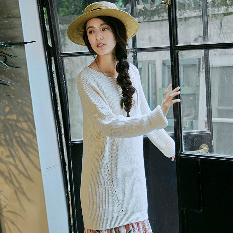 Женская одежда INMAN на весну и осень, пуловер с вышивкой и круглым вырезом на плече