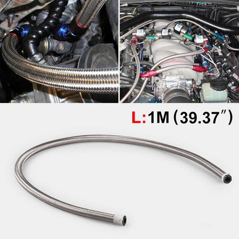 Braided Oil Line Fuel Hose Oil Gasoline Brake Line Hose For Racing Motorcycle Hose 1 Meter AN4 AN6 AN8 AN10 AN12