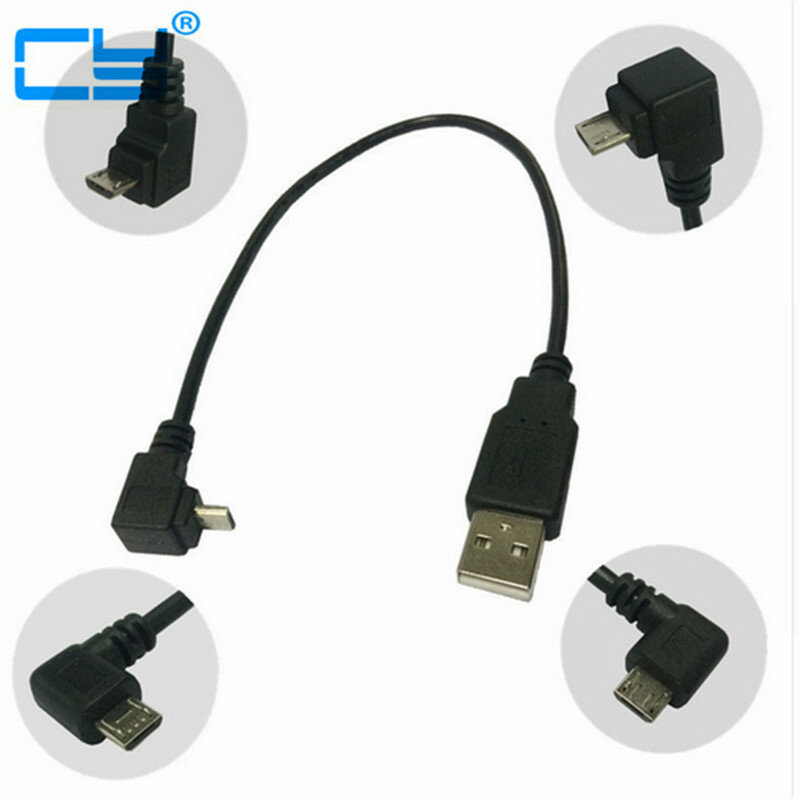 Вверх и вниз, влево и вправо Угловой 90 градусов Micro USB штекер-USB штекер зарядный кабель 0,5 м 1 м для планшетов