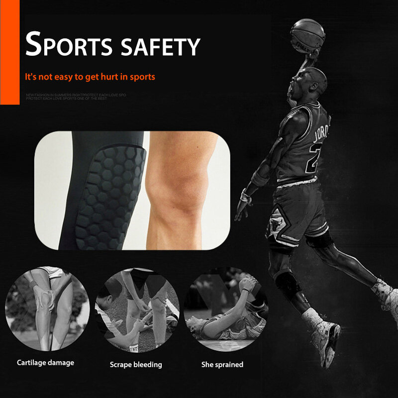 Yuerlian 1 pc favo de mel esportes fitas de segurança vôlei basquete joelheira compressão meias joelho envoltórios proteção cinta joelheira