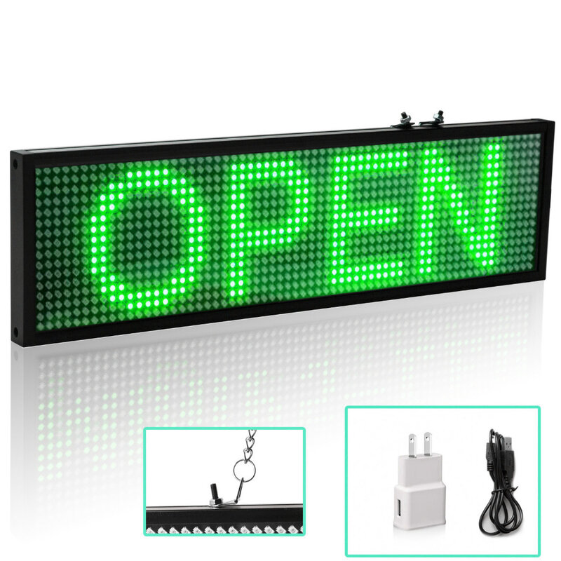 34cm Green LED Message Board Wifi Programmable Scrolling Message for Business Home Decoration coffee shop bar Sign Lighting