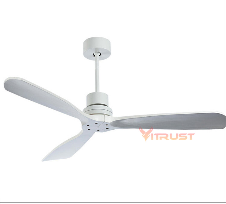 Industrial Vintage Ceiling Fan Without Light Wooden Ceiling Fans with Remote Control Nordic Simple Home Fining Room Ceiling Fan