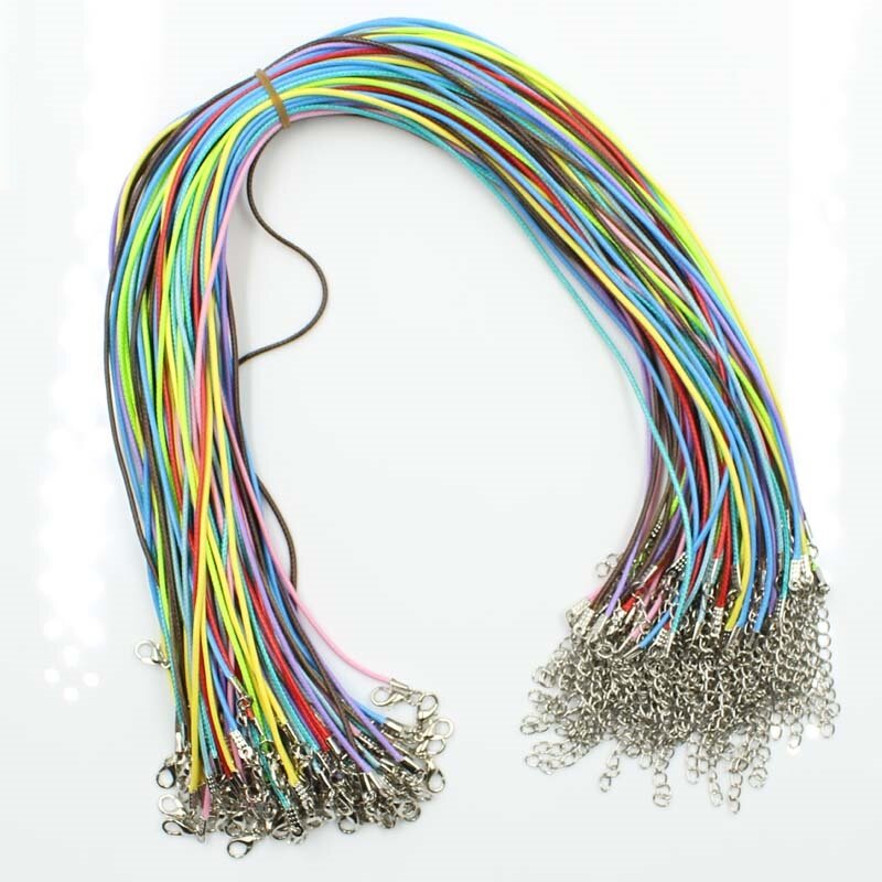 20 piezas de cuero hecho a mano ajustable trenzado collares de cuerda y amuletos colgantes resultados langosta cierre cable cadena