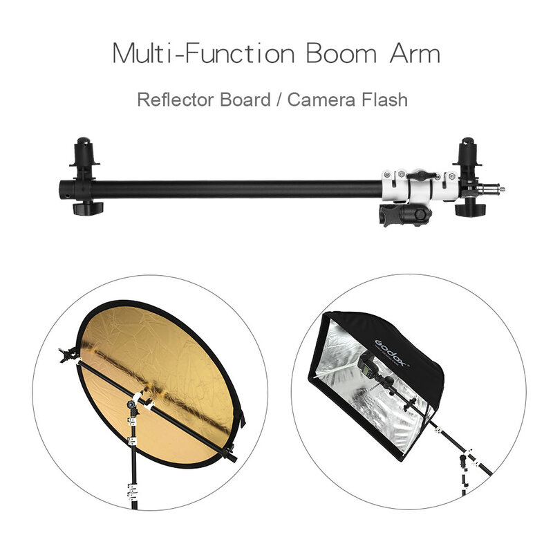 New Holder Bracket Swivel Head Reflector Disc Arm Support with Telescopic Boom Arm Top Light Sandbag for Speedlite Mini Flash