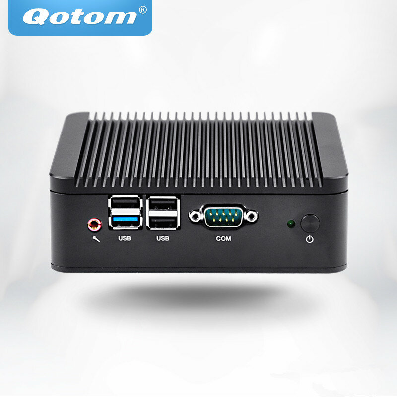Qotom OEM/ODM Mini tanpa kipas Pc Q192P/Q190P dengan Celeron N2920/J1900 di papan 1080P 4 seri Port Lan ganda pemutar Multimedia