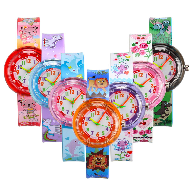 Повседневные детские часы карамельные разноцветные Мультяшные часы с животными для студентов для девочек и мальчиков часы маленькие милые детские часы для свежей сестры