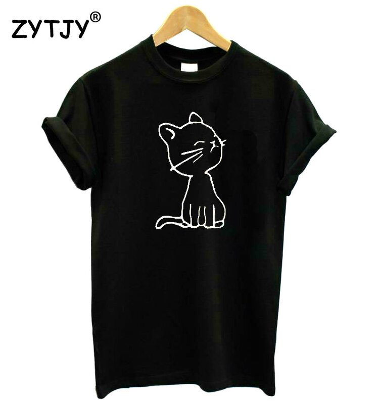 Camiseta con estampado de gato pequeño para mujer, camiseta divertida de algodón para mujer, camiseta Hipster Tumblr, HH-463 de envío directo