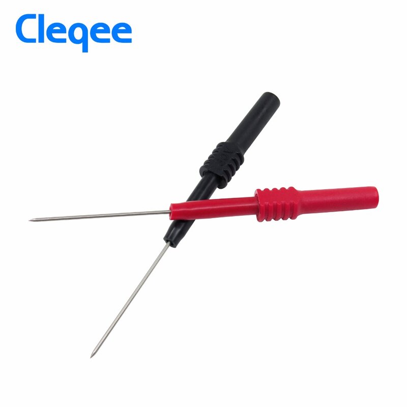Cleqee P5009 aguja de perforación de aislamiento de PVC suave, multímetro no destructivo, sondas de prueba, rojo/Negro, 10 unidades