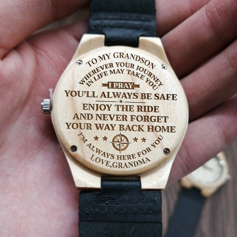 TO หลานแกะสลักนาฬิกาไม้นาฬิกาข้อมือสำหรับผู้ชายหรูหราของขวัญ