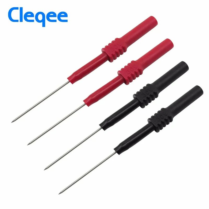 Cleqee P5009 aguja de perforación de aislamiento de PVC suave, multímetro no destructivo, sondas de prueba, rojo/Negro, 10 unidades