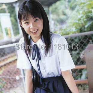 Japanischen hohe schule Schülerin Platz kragen kurz-hülse hemd Opazität solide weiß uniform shirts